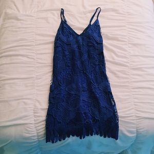 WORN ONCE Express royal blue lace bodycon dress